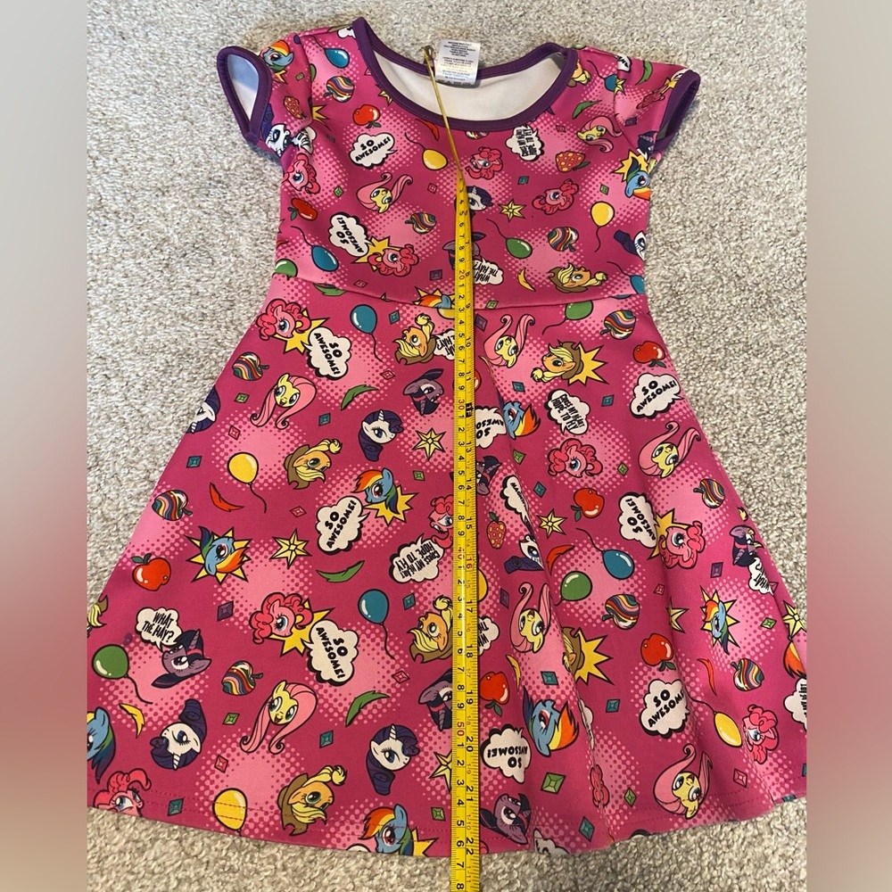 My Little Pony Girls Dress Size 4-5 Pink Cartoon Print Skater Dress Cute Casual - Picture 8 of 8